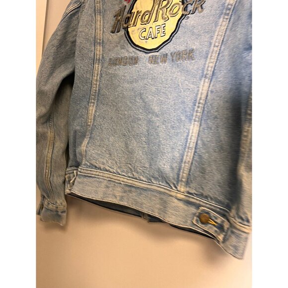 Vintage Lee Riders Hard Rock Cafe Denim Jacket Distressed 1980's Men's Sz. L - Picture 4 of 6